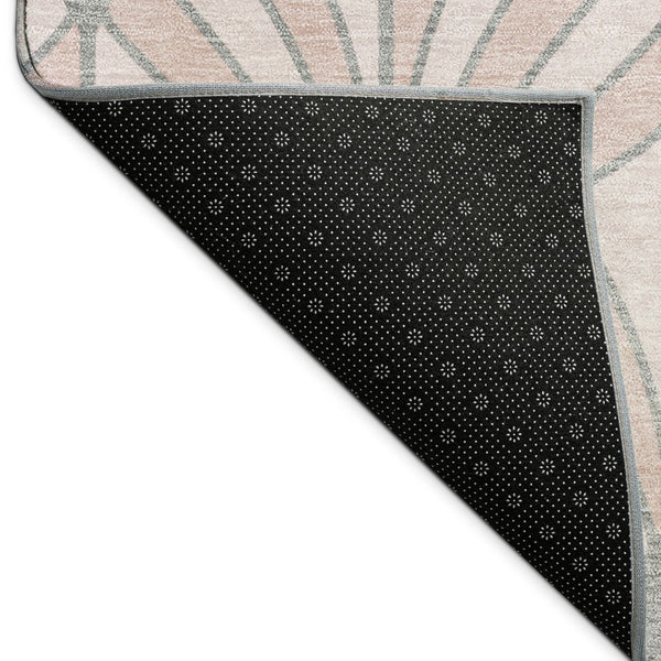 HomeRoots 9' X 12' Indoor/Outdoor Washable Area Rug – Stylish Seashell Design in Pink Coral & Gray, Durable & Easy Care 691564