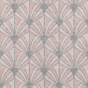 HomeRoots 10' Washable Pink Coral and Gray Seashell Area Rug - Indoor/Outdoor Durable Design for Every Space 691565