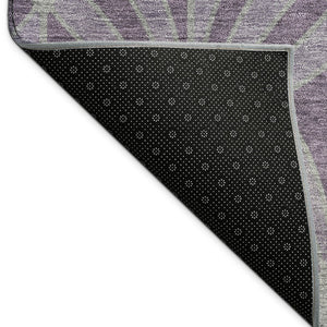HomeRoots 8' Purple and Silver Round Seashell Area Rug - Washable, Indoor/Outdoor, Durable Coastal Style 691568