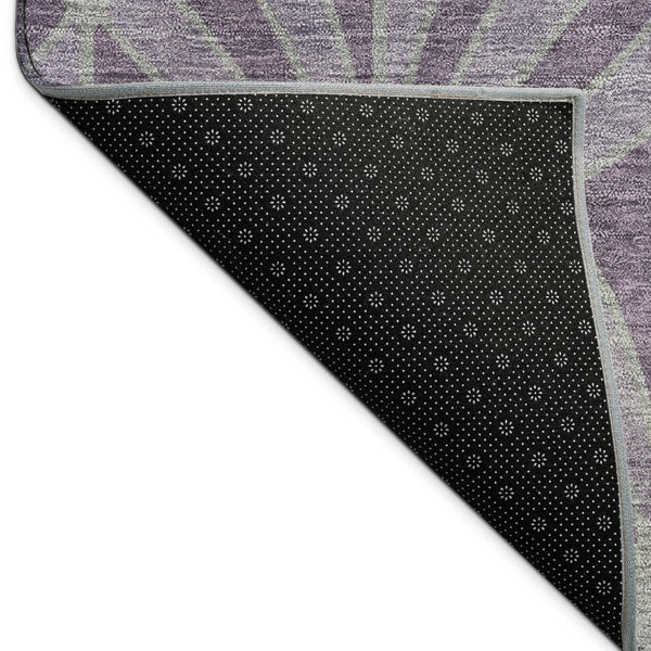 HomeRoots 8' Purple and Silver Round Seashell Area Rug - Washable, Indoor/Outdoor, Durable Coastal Style 691568