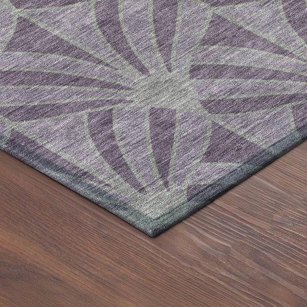 HomeRoots 8' Purple and Silver Round Seashell Area Rug - Washable, Indoor/Outdoor, Durable Coastal Style 691568