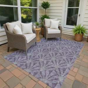 HomeRoots 9' Purple and Silver Seashell Area Rug – Washable Indoor/Outdoor Design for Coastal Charm & Durability 691570