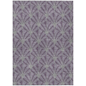 HomeRoots 9' Purple and Silver Seashell Area Rug – Washable Indoor/Outdoor Design for Coastal Charm & Durability 691570