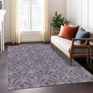 HomeRoots 10' Purple and Silver Seashell Washable Area Rug - Durable Indoor/Outdoor Coastal Charm for Any Space 691571