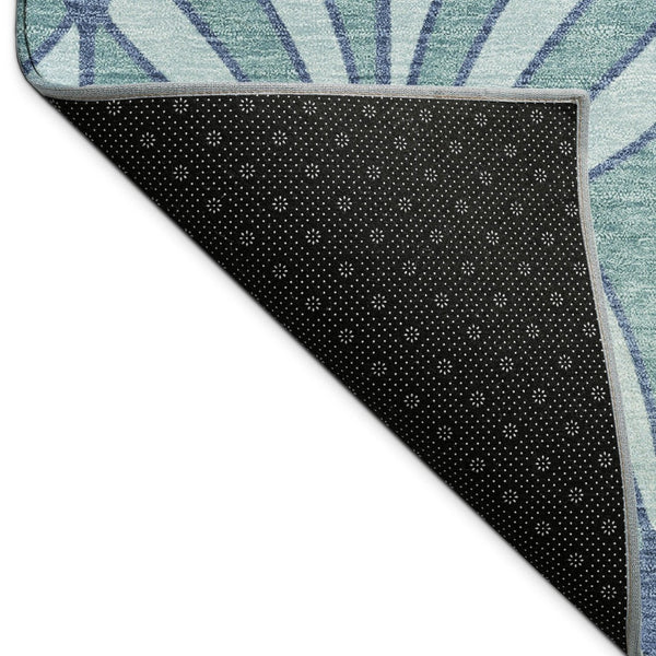 HomeRoots 9' X 12' Coastal Teal & Navy Seashell Area Rug - Washable, Durable Design for Indoor & Outdoor Spaces 691576
