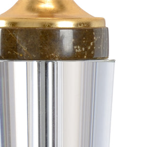 Chelsea House Jefferson Faceted Crystal Table Lamp With Antique Gold Leaf Accents And Brown Marble Base, Slim 31" 69158