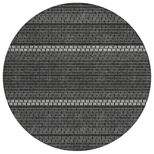 HomeRoots 8' Striped Indoor Outdoor Area Rug in Black, Gray & Silver - Stylish, Washable & Durable Design 691580