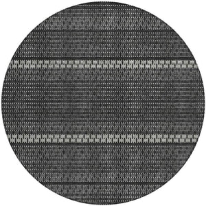HomeRoots 8' Striped Indoor Outdoor Area Rug in Black, Gray & Silver - Stylish, Washable & Durable Design 691580