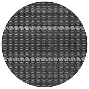HomeRoots 8' Striped Indoor Outdoor Area Rug in Black, Gray & Silver - Stylish, Washable & Durable Design 691580