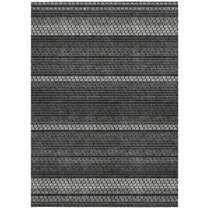 HomeRoots 8' Washable Indoor Outdoor Area Rug in Black, Gray & Silver Stripes - Durable, Stylish & Low-Maintenance! 691581