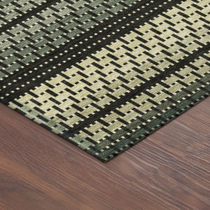 HomeRoots 8' Moss Green Round Striped Rug – Stylish, Washable, Durable for Indoor & Outdoor Spaces, Easy Care 691586