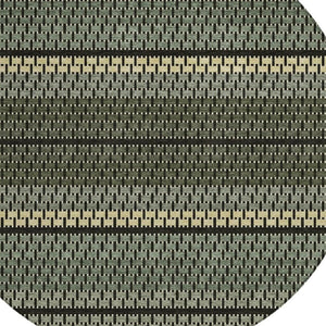 HomeRoots 8' Moss Green Round Striped Rug – Stylish, Washable, Durable for Indoor & Outdoor Spaces, Easy Care 691586
