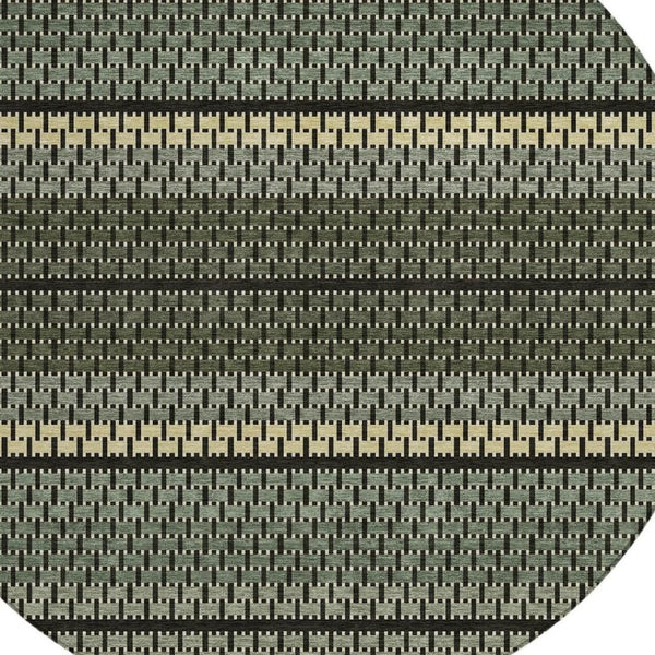 HomeRoots 8' Moss Green Round Striped Rug – Stylish, Washable, Durable for Indoor & Outdoor Spaces, Easy Care 691586