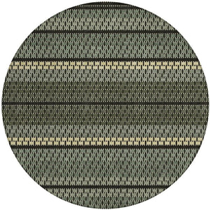 HomeRoots 8' Moss Green Round Striped Rug – Stylish, Washable, Durable for Indoor & Outdoor Spaces, Easy Care 691586