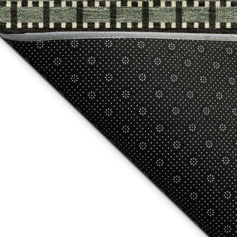 HomeRoots 8' X 10' Stylish Moss Green, Wheat & Black Striped Washable Area Rug for Indoor & Outdoor Use 691587