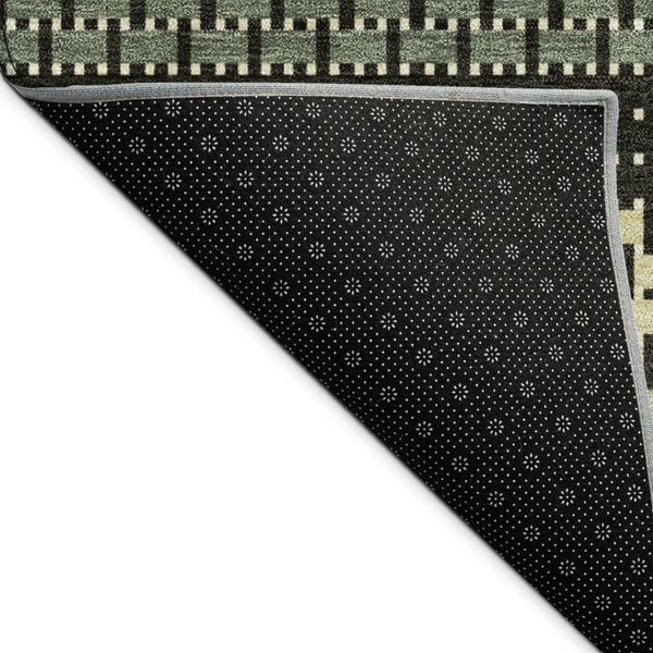 HomeRoots 10' Stylish Moss Green, Wheat & Black Striped Washable Area Rug for Indoor & Outdoor Spaces 691589
