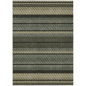 HomeRoots 10' Stylish Moss Green, Wheat & Black Striped Washable Area Rug for Indoor & Outdoor Spaces 691589