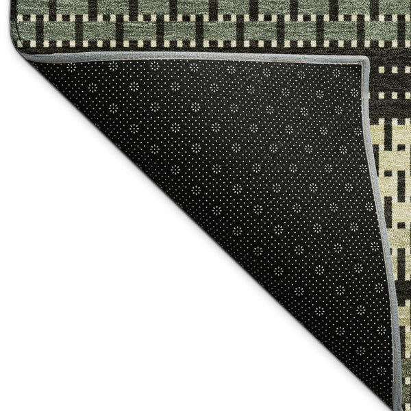 HomeRoots 10' Stylish Moss Green, Wheat & Black Striped Washable Area Rug for Indoor & Outdoor Spaces 691589