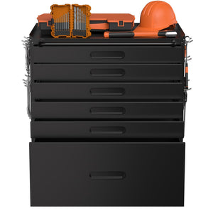 English Elm 34.3" Rolling Steel Tool Cabinet with 3 Drawers Lockable Doors and Pegboard Side Panels T2398P442673