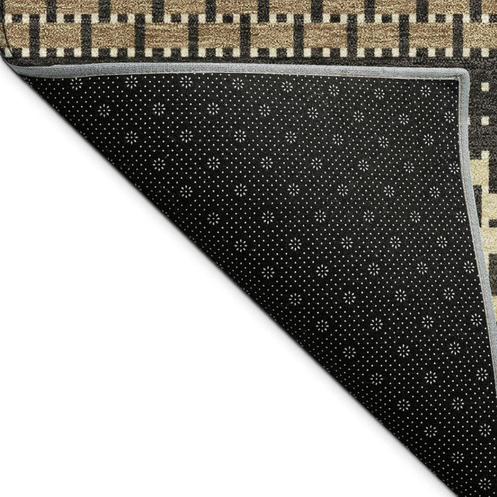 HomeRoots 5' Stylish Gold Beige Copper Striped Washable Area Rug for Indoor & Outdoor High-Traffic Spaces 691591