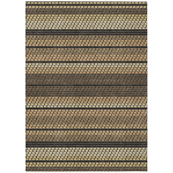 HomeRoots 9' Stylish Gold Beige Copper Striped Indoor Outdoor Area Rug - Durable, Washable & Versatile Design 691594