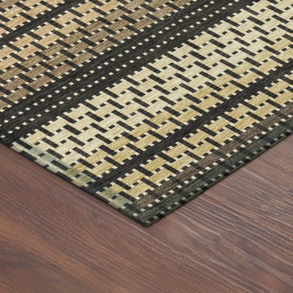 HomeRoots 9' Stylish Gold Beige Copper Striped Indoor Outdoor Area Rug - Durable, Washable & Versatile Design 691594