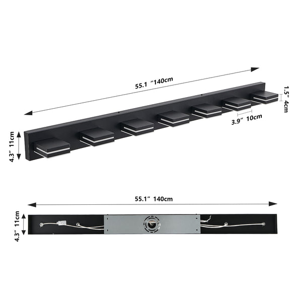 English Elm Modern Black Led Vanity Light - 7-Light Wall Sconce For Makeup, Easy Install, Energy Efficient Design W2312P374917