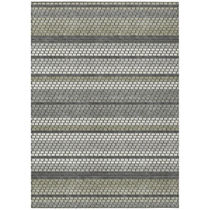 HomeRoots 9' X 12' Stylish Gray Silver Ivory Striped Washable Area Rug - Durable, Versatile for Indoor & Outdoor Use 691600