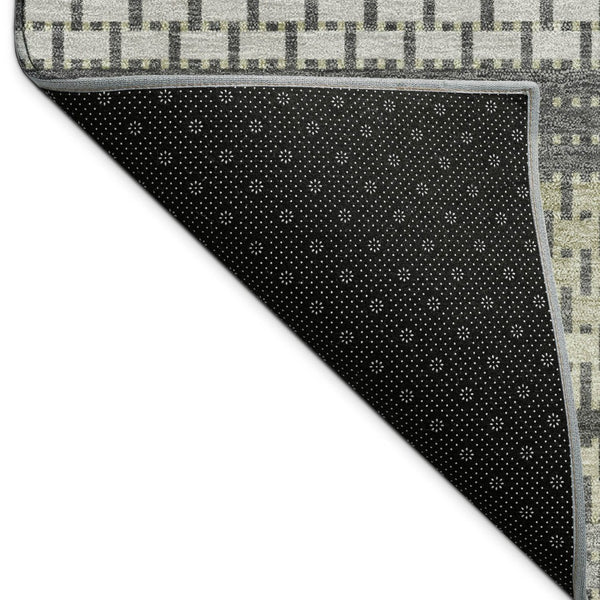 HomeRoots 9' X 12' Stylish Gray Silver Ivory Striped Washable Area Rug - Durable, Versatile for Indoor & Outdoor Use 691600