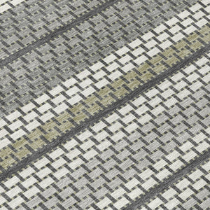 HomeRoots 9' X 12' Stylish Gray Silver Ivory Striped Washable Area Rug - Durable, Versatile for Indoor & Outdoor Use 691600