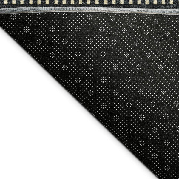 HomeRoots 5' X 8' Navy Blue Gold Black Striped Area Rug - Durable, Washable, Stylish for Indoor & Outdoor Use 691603