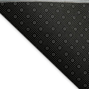 HomeRoots 8' Navy Blue Area Rug with Gold & Black Stripes - Durable, Washable, Indoor/Outdoor Versatility 691605