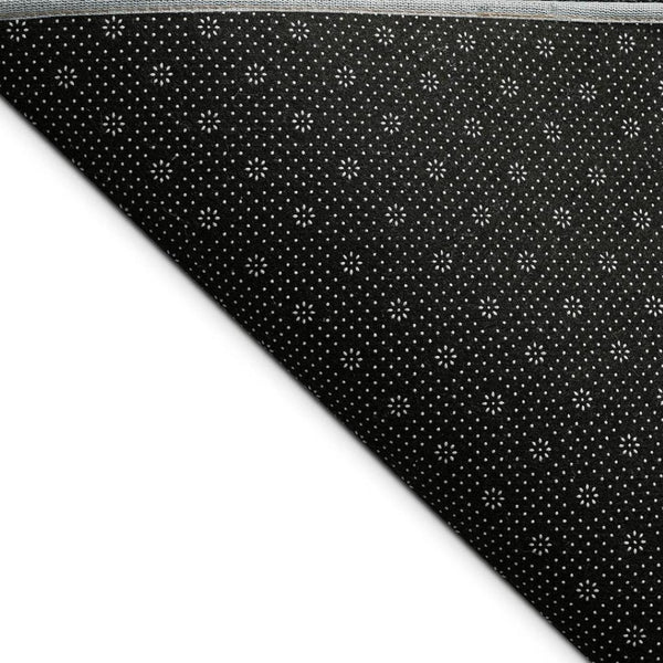 HomeRoots 8' Navy Blue Area Rug with Gold & Black Stripes - Durable, Washable, Indoor/Outdoor Versatility 691605