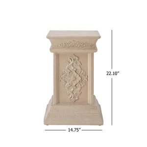 English Elm Pedestal Column Plant Stand Handcrafted Mgo for Indoor Outdoor Decor Display N772P382568S