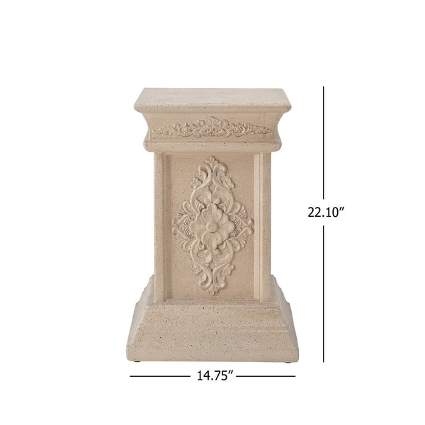 English Elm Pedestal Column Plant Stand Handcrafted Mgo for Indoor Outdoor Decor Display N772P382568S