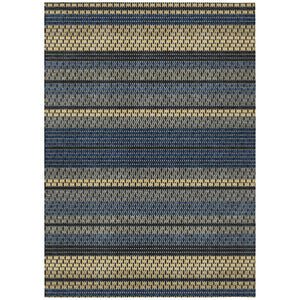 HomeRoots 10' Navy Blue, Gold & Black Striped Area Rug - Stylish, Washable & Durable for Indoor/Outdoor Use! 691607
