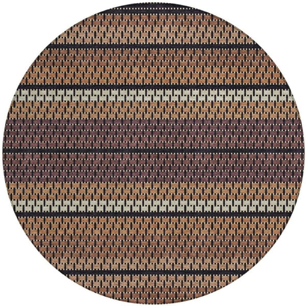 HomeRoots 8' Round Washable Indoor Outdoor Area Rug in Rust, Beige & Black - Stylish, Durable & Versatile! 691610