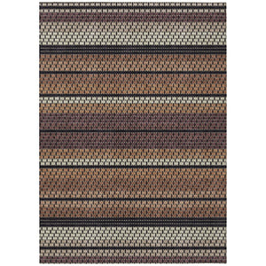 HomeRoots 10' X 14' Striped Washable Area Rug in Rust Beige & Black - Indoor/Outdoor Durability & Style! 691613