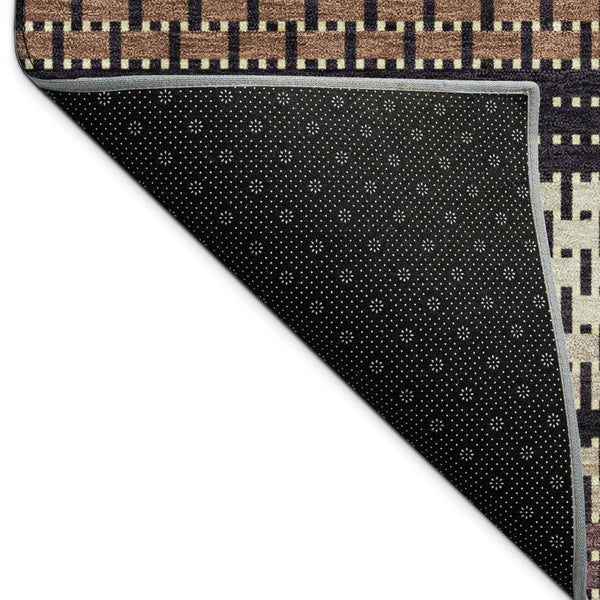 HomeRoots 10' X 14' Striped Washable Area Rug in Rust Beige & Black - Indoor/Outdoor Durability & Style! 691613