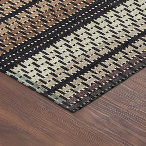 HomeRoots 10' X 14' Striped Washable Area Rug in Rust Beige & Black - Indoor/Outdoor Durability & Style! 691613