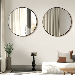 HomeRoots 31" Modern Black Metal Round Accent Mirror - Elegant Design for Contemporary & Industrial Spaces 691617