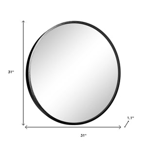 HomeRoots 31" Modern Black Metal Round Accent Mirror - Elegant Design for Contemporary & Industrial Spaces 691617
