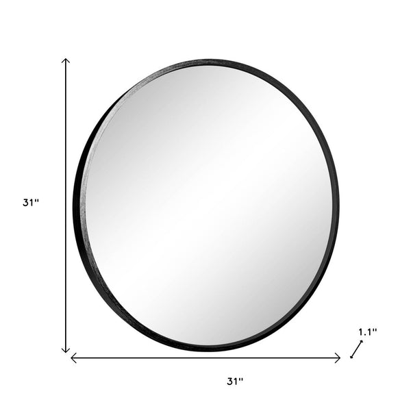 HomeRoots 31" Modern Black Metal Round Accent Mirror - Elegant Design for Contemporary & Industrial Spaces 691617