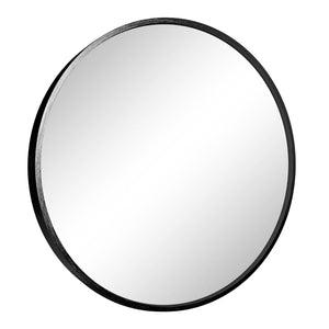 HomeRoots 31" Modern Black Metal Round Accent Mirror - Elegant Design for Contemporary & Industrial Spaces 691617