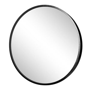 HomeRoots 31" Modern Black Metal Round Accent Mirror - Elegant Design for Contemporary & Industrial Spaces 691617