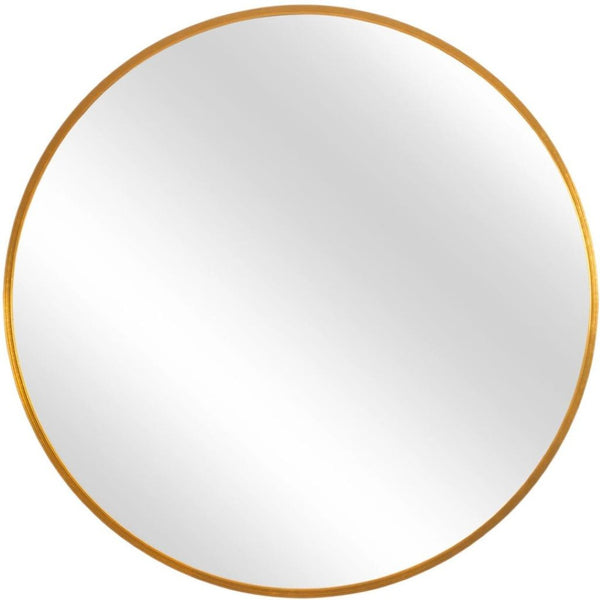HomeRoots 31" Gold Metal Round Framed Accent Mirror - Elegant Design for Home & Office Décor, Brighten Any Space! 691618