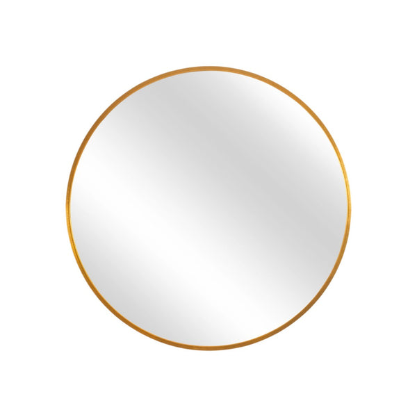 HomeRoots 31" Gold Metal Round Framed Accent Mirror - Elegant Design for Home & Office Décor, Brighten Any Space! 691618
