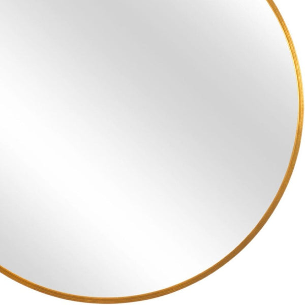 HomeRoots 31" Gold Metal Round Framed Accent Mirror - Elegant Design for Home & Office Décor, Brighten Any Space! 691618
