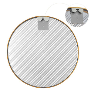 HomeRoots 31" Gold Metal Round Framed Accent Mirror - Elegant Design for Home & Office Décor, Brighten Any Space! 691618