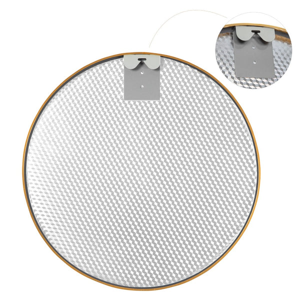 HomeRoots 31" Gold Metal Round Framed Accent Mirror - Elegant Design for Home & Office Décor, Brighten Any Space! 691618